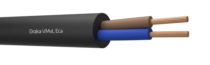Draka VMVL Flexibles Vinylkabel 2x0.75mm² Schwarz Eca - 803880 [100 Meter]