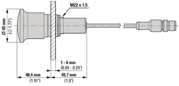 38 Mm Not-Aus-Taste Mit M12-Stecker - 191005