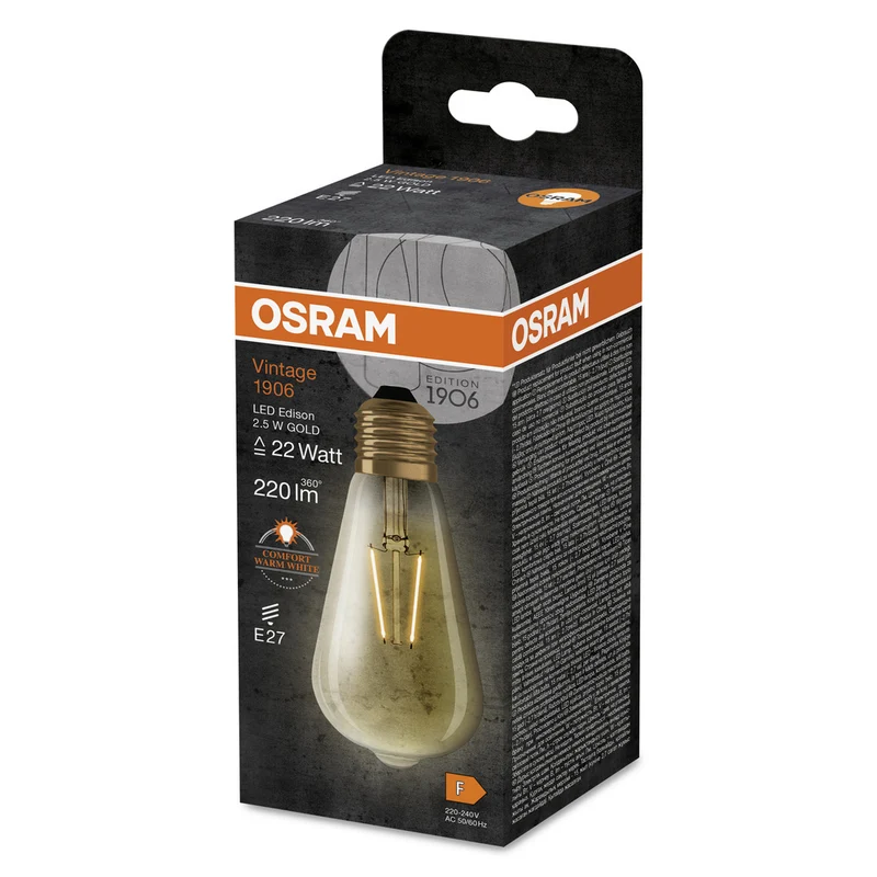 Vintage 1906 LED Edison Gold E27 2.5W 2400K - 4099854091339