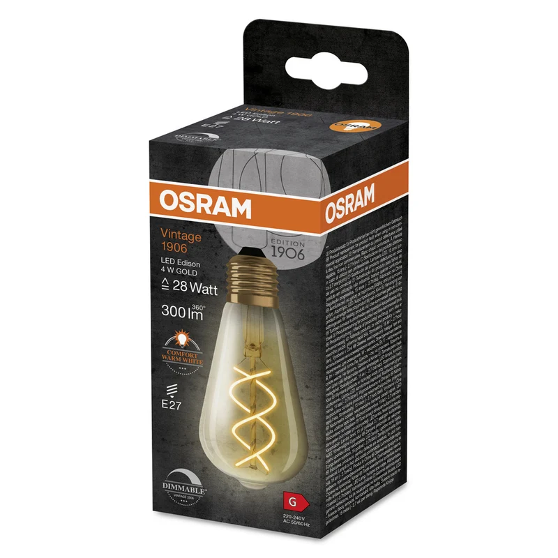 Vintage 1906 LED Edison E27 4W Dimmbar Gold Filament Glühbirne - 4099854090103