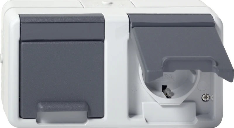Gira Doppel-Schuko-Steckdose Mit Scharnier-Abdeckung IP44 Grau - 478130