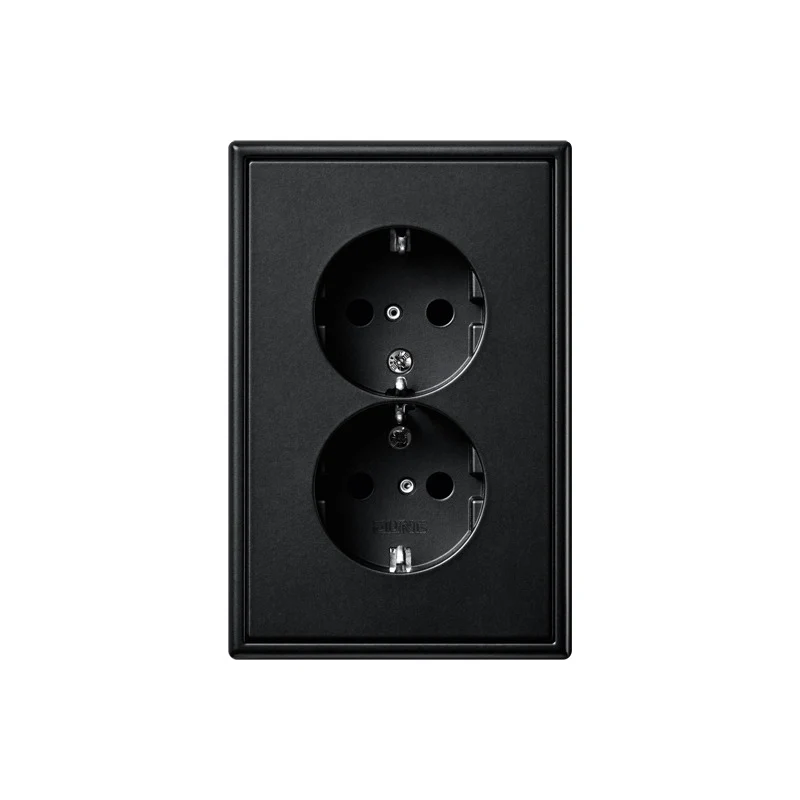 Jung LS990 Doppelsteckdose Matt Schwarz (Europäische Steckdose) - LS5015KISWM
