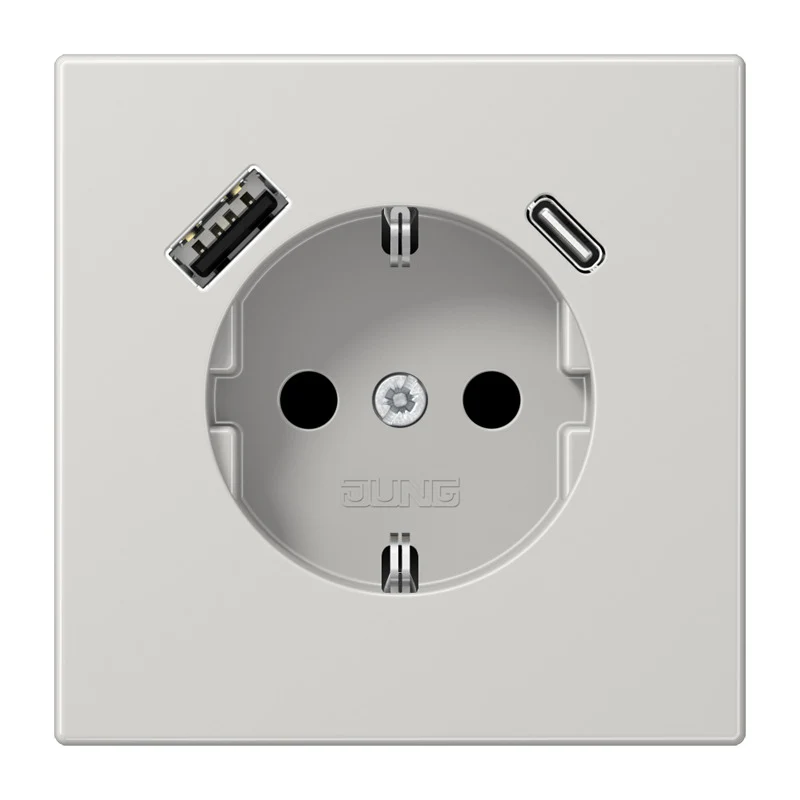 Jung LS990 Wandsteckdose Mit Doppelten USB A C Ladeanschlüssen (Europäische Steckdose) - LS1520-15CALG