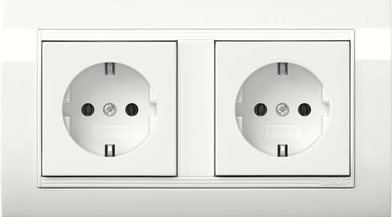 Gira Standard 55 Doppeltes SCHUKO Steckdose Mit Rahmen Rein Weiß - 4921023