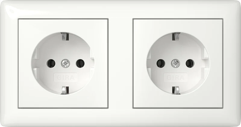Gira System 55 Doppelsteckdose Rein Weiß Glänzend - 492503