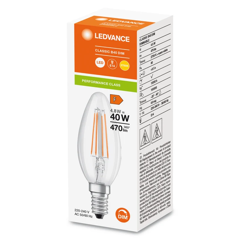 Led Klassisch B40 Dimmbar Filament Kerze 4.8W E14 827 - 4099854067532