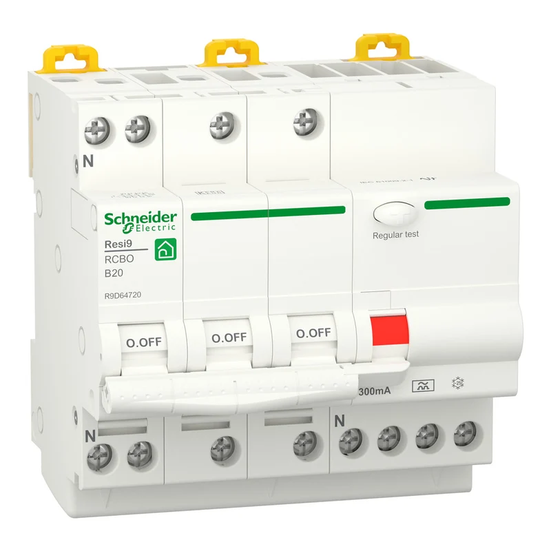 Resi9 3P+N 20A B-Kurve RCBO Fehlerstromschutzschalter 300mA 6kA - R9D64720