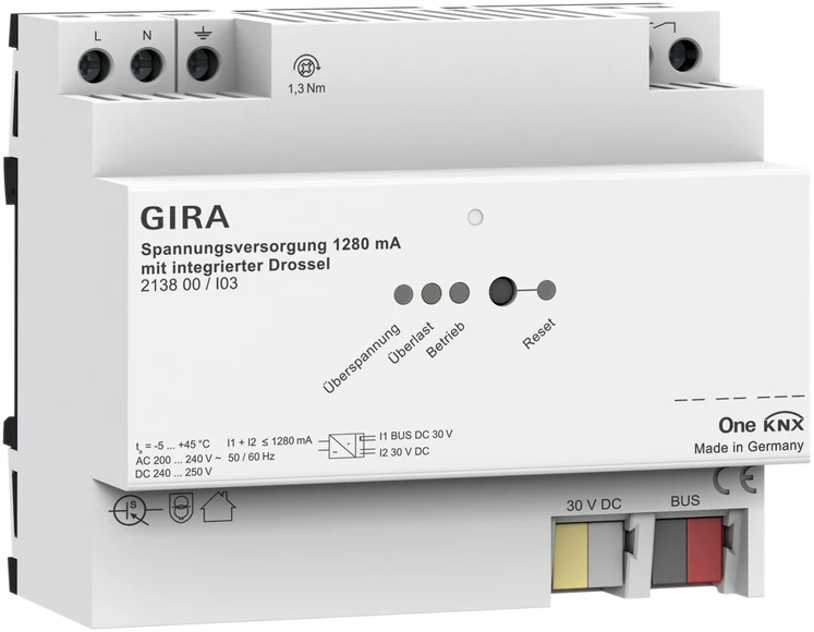 Gira Knx Stromversorgung 1280Ma Mit Integriertem Drossel - 213800