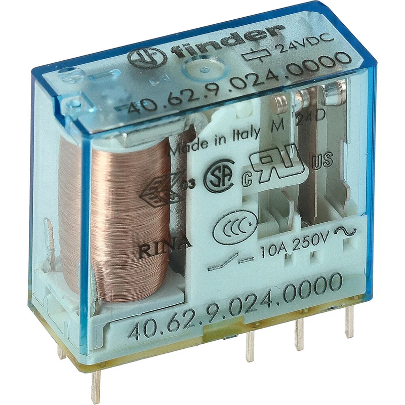 Finder PCB Relais 24VDC 10A Dual CO AgNi Kontakt - 40.62.9.024.0000