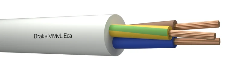 Draka Vinyl Stromkabel 3G0.75mm² Weiß Eca Klasse - 803879 [100 Meter]