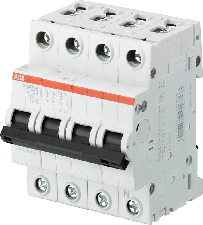 Abb S203 3P+N 80A C-Kurve Sicherungsautomat 6kA - 2CDS253103R0804