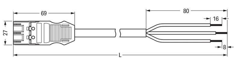 Vorfabrizierte Winsta 3-Polige Anschlusskabel 2.5mm² - 771-9993/3207-101
