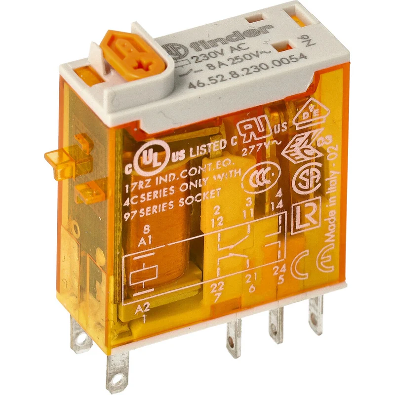 Finder 46.52 Mini Industrielles Relais 8A 230VAC Mit Test-LED - 46.52.8.230.0054