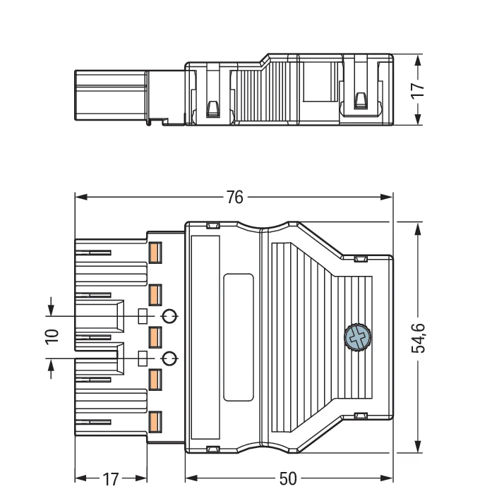 WAGO 770-115 5-poliger Schwarzer Stecker Mit Zugentlastung - 770-115