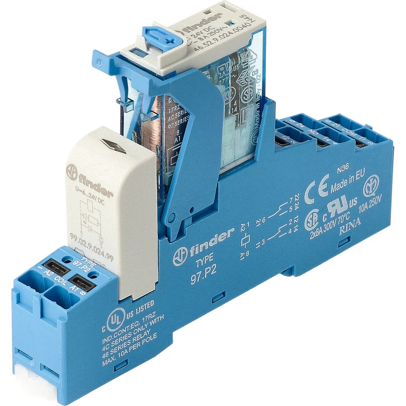 Finder 24 V DC Dual Interface Relais Mit LED Anzeige - 4C.P2.9.024.0050