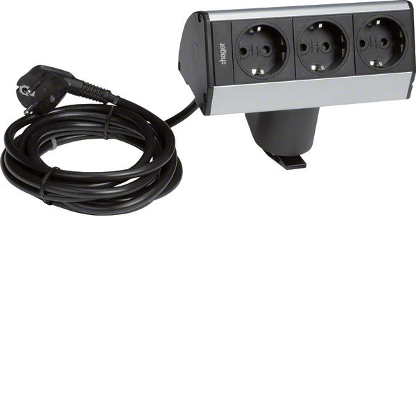 Hager Desktop Strommodul 3 Schuko Steckdosen Anodisiert (Europäische Steckdose) - G7067ELN
