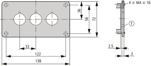 Eaton M22-E3 Dreifach Montageplatte Für Steuergeräte - 216544