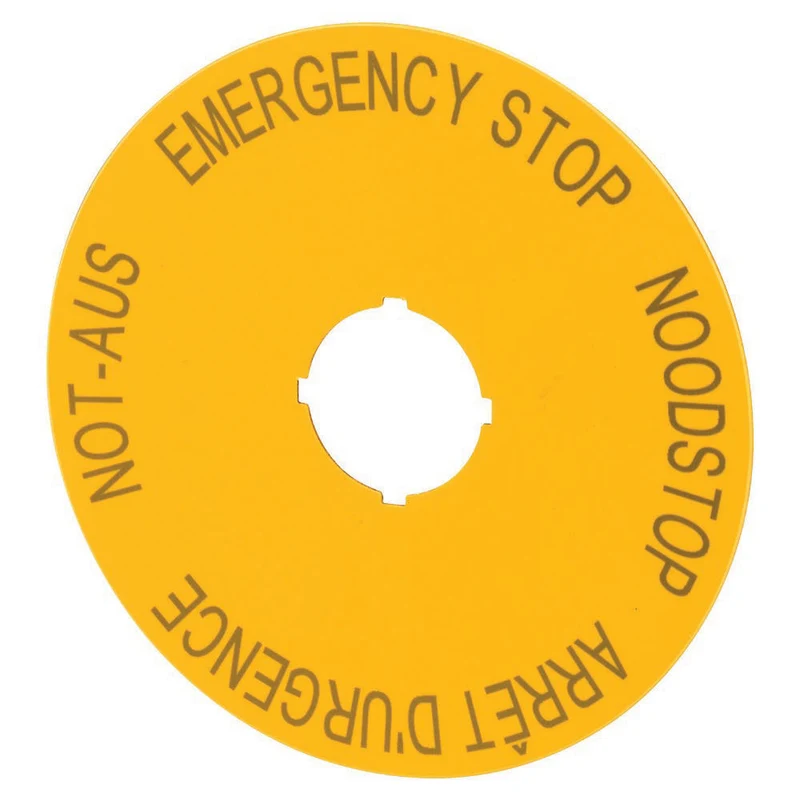 Not-Aus-Schild 90mm Mehrsprachig Gelb - 216467