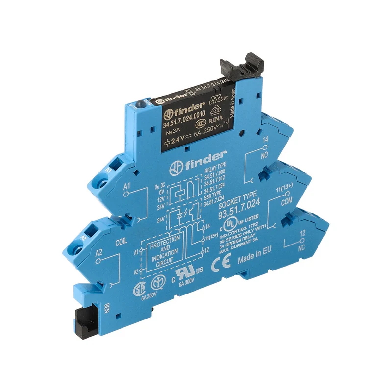 Finder 38.61 Schnittstellenrelaismodul 6A 24VDC Schraublos - 38.61.7.024.0050