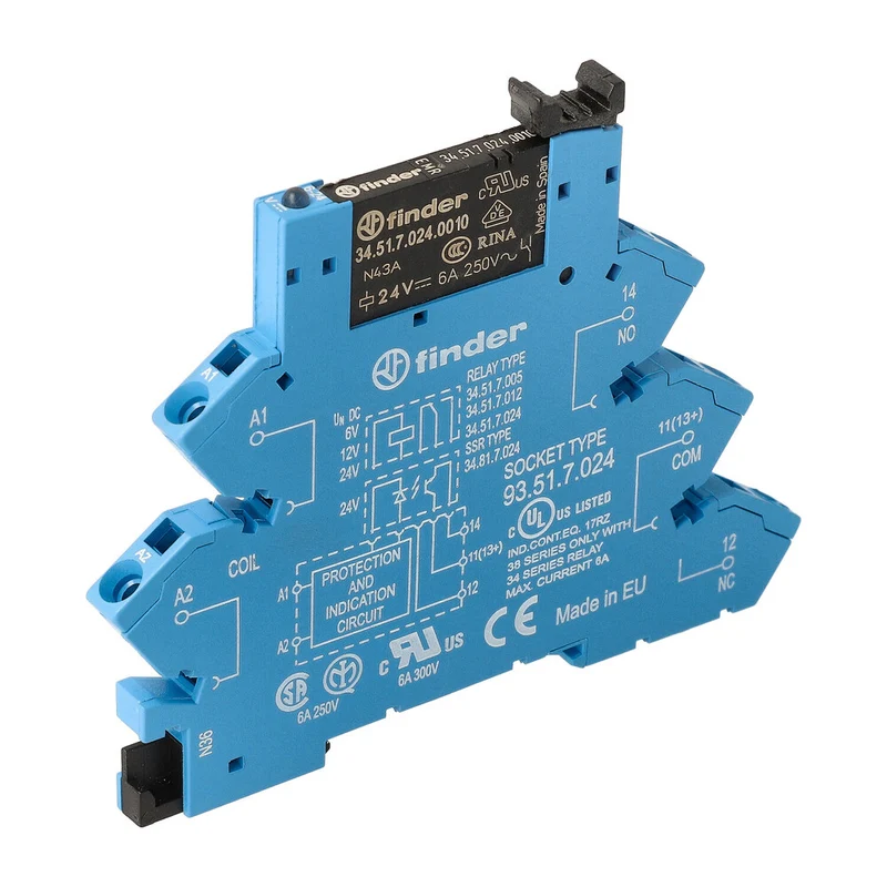 Finder 38.61 Schnittstellenrelaismodul 6A 24VDC Schraublos - 38.61.7.024.0050