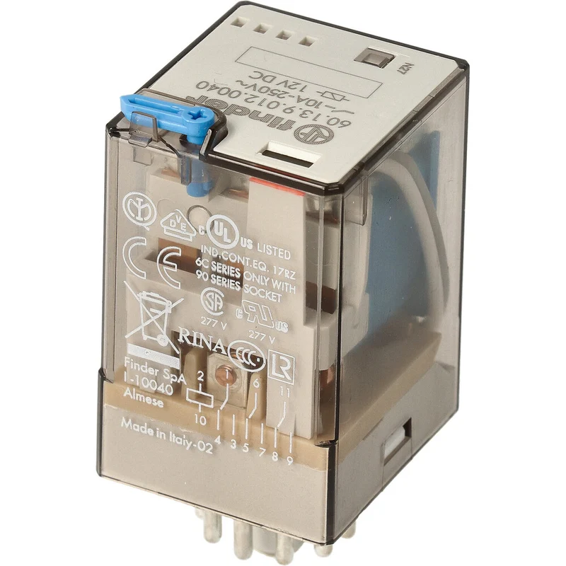 Finder 60 Serie 12 V DC Relais 3CO 10A Mit Testtaste - 60.13.9.012.0040