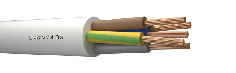Draka VMVL 5G2.5 Weißes Flexibles Vinylkabel Eca Klasse - 803878 [100 Meter]