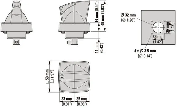Eaton K1 Drehgriff 6mm Türmontage Mit Zylinder-Vorhängeschloss - 1818031
