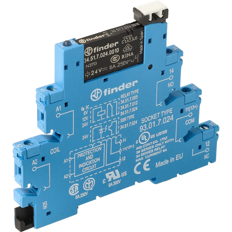 Finder 38.51 Schnittstellenrelais 6A 24VDC Mit LED - 38.51.7.024.0050