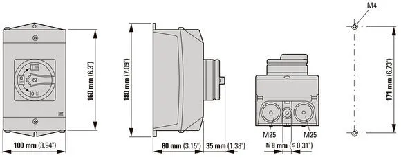 Eaton P1 25A Drei-Pole Hauptschalter Mit Stoppfunktion - 207295
