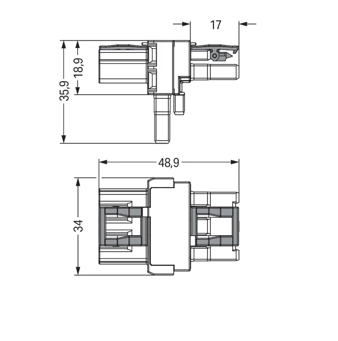 Wago 3-Pole T-Verteilerstecker Schwarz - 770-606