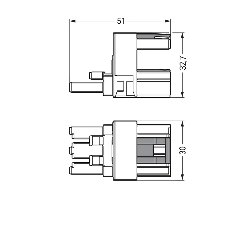 WAGO 3-poliger H-Verbindungsstecker Schwarz - 770-633