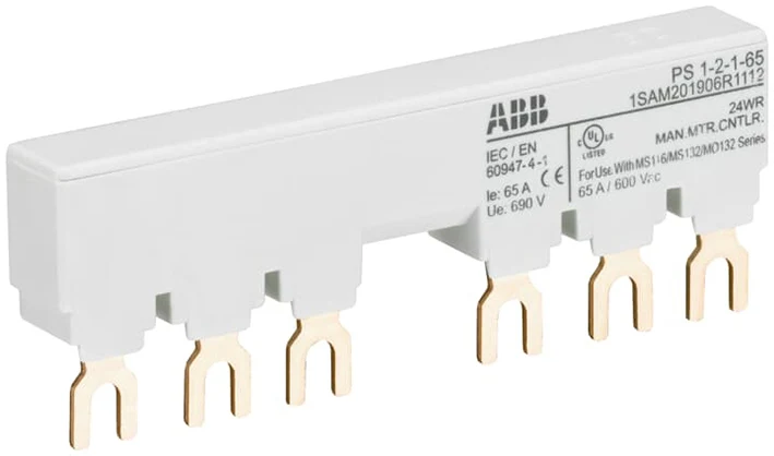 ABB 3-Phasen Sammelschiene MS116/132 65A Mit Hilfsschalter - 1SAM201906R1112