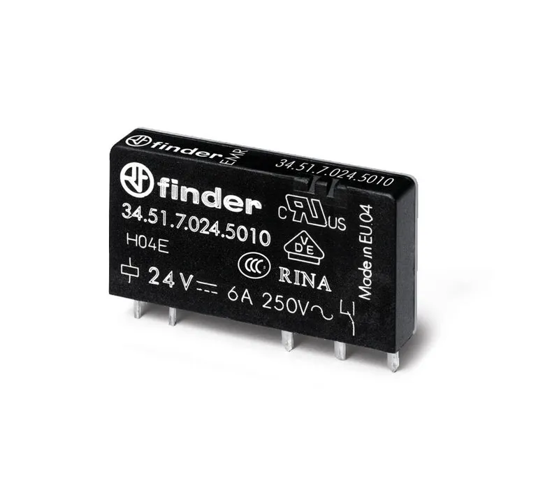 Finder Ultra Schlank PCB Relais 6A 60VDC Einzelkontakt - 34.51.7.060.5010