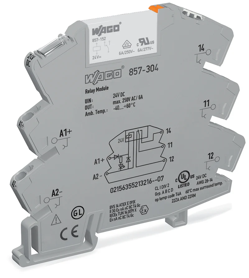 WAGO 857-304 Relaismodul 24VDC 6A Einzelne Umstellung - 857-304