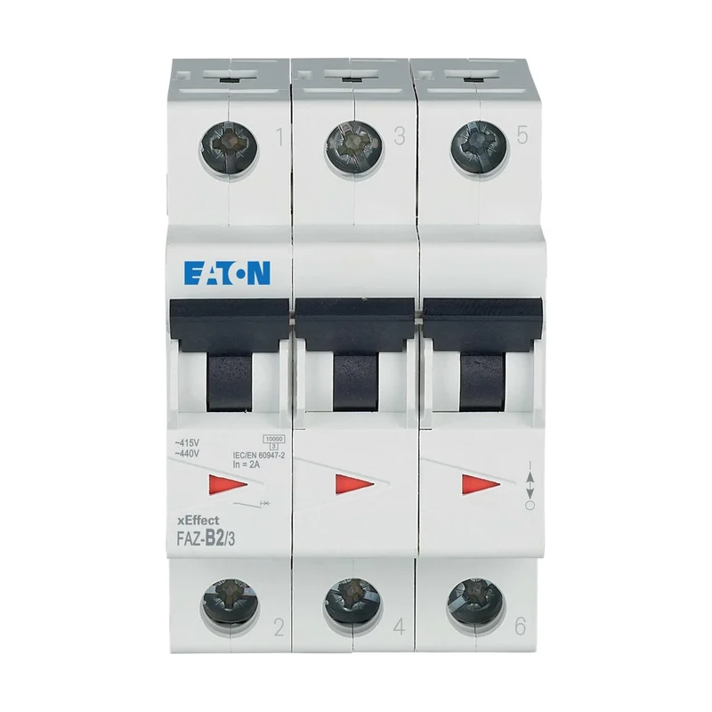 Eaton 3 Poliger MCB Leistungsschalter 2A B-Kurve 15kA - 278835