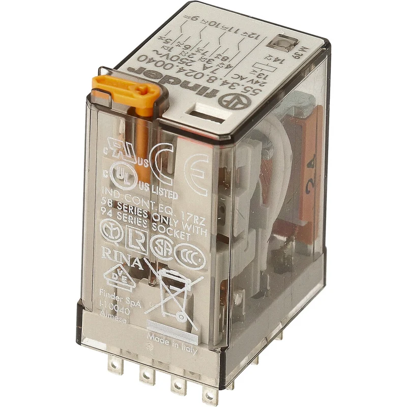 Finder 55.34 Industrielles Relais 4CO 7A 24VAC Mit Testtaste - 55.34.8.024.0040