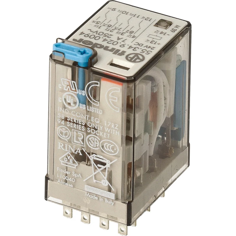 Finder 4CO Industrie Relais 7A 24VDC Mit Test LED - 55.34.9.024.0094