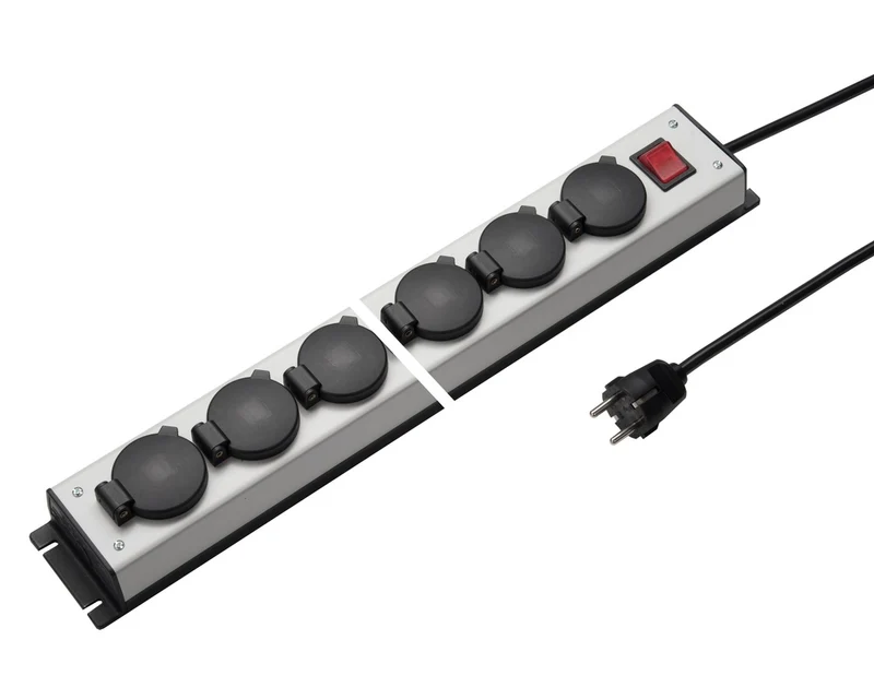Martin Kaiser Steckdosenleiste 12 Wege 90 Grad Klappdeckel IP20 1.5M Kabel (Europäische Steckdose) - 1058ZL12l-sw15 [10 Stück]