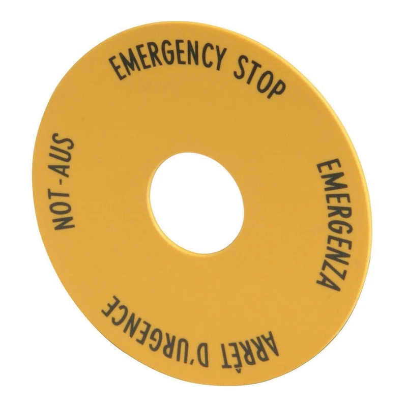 Not-Aus-Schild 90mm Mehrsprachig Gelb - 216465