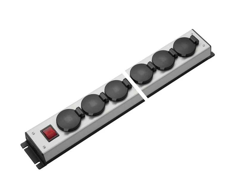 Martin Kaiser Steckdosenleiste 12-fach Klappdeckel IP20 Schalter (Europäische Steckdose) - 1058/12l-sw [10 Stück]