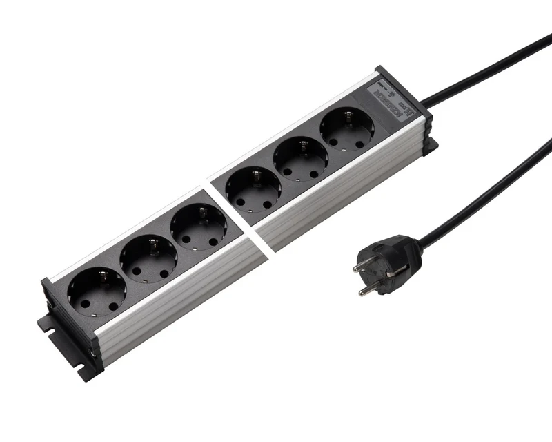 Martin Kaiser Aluminium-Steckdosenleiste 10-fach 45 Grad mit Kabel (Europäische Steckdose) - 1302KZL10SW15 [10 Stück]