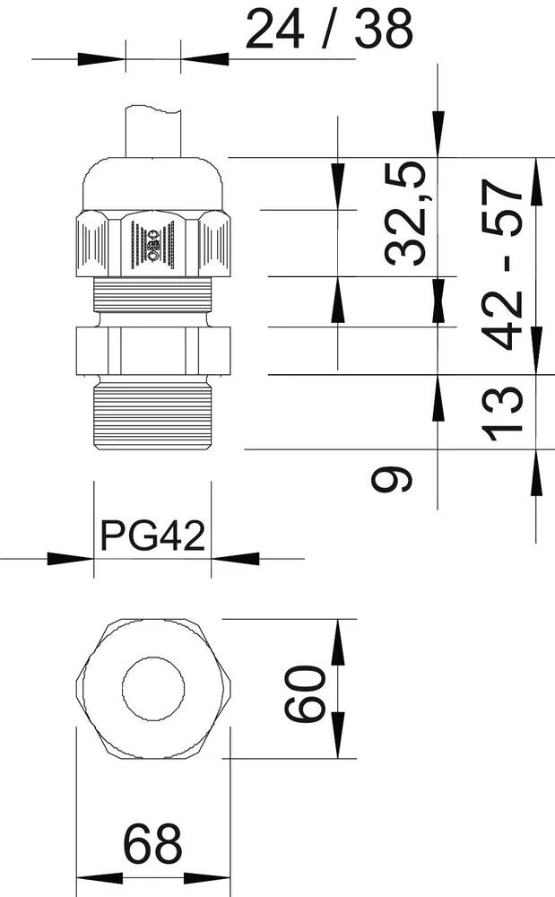 IP68 PG42 Kabelverschraubung Mit Zugentlastung - 2022699
