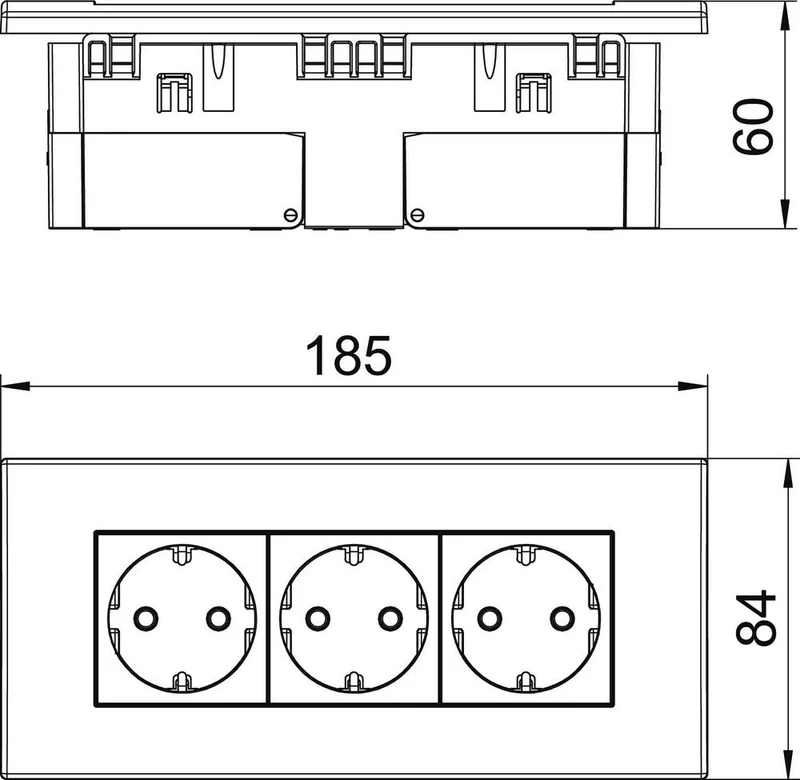 Dreifachsteckdosenmodul 45 Wandgerät Reinweiß (Europäische Steckdose) - 6119414